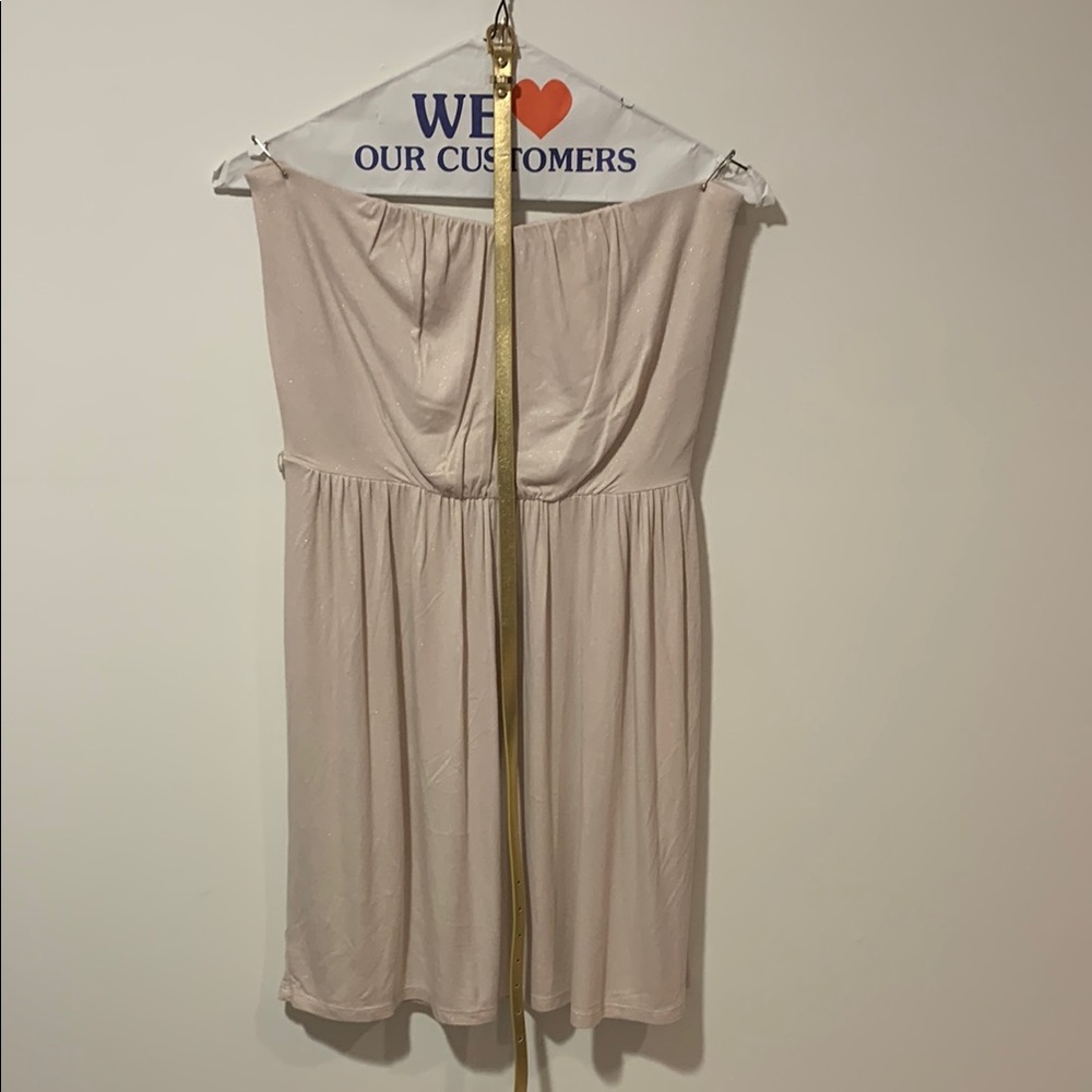 Express Tan Pleated Strapless Sundress